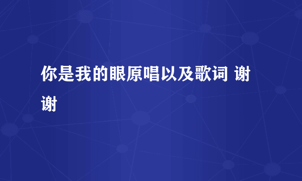 你是我的眼原唱以及歌词 谢谢