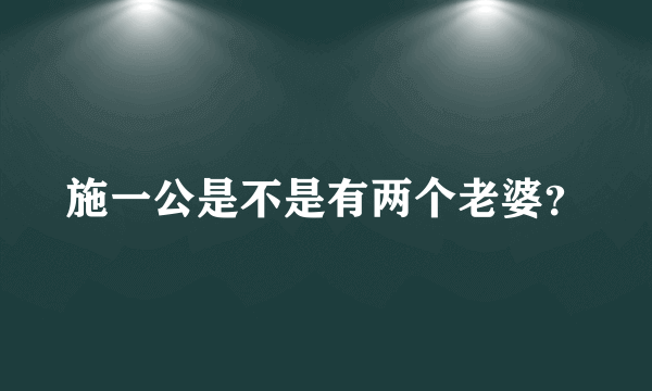 施一公是不是有两个老婆？