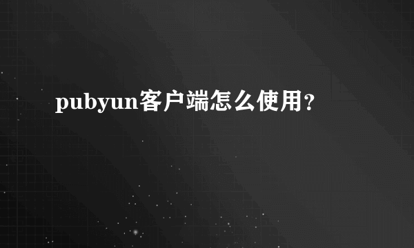 pubyun客户端怎么使用？