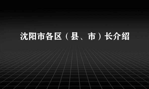 沈阳市各区（县、市）长介绍