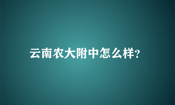 云南农大附中怎么样？