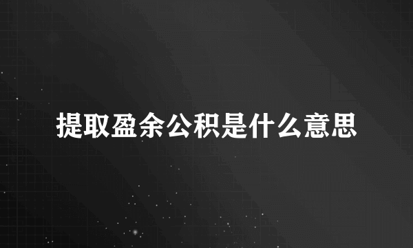 提取盈余公积是什么意思