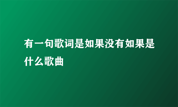 有一句歌词是如果没有如果是什么歌曲