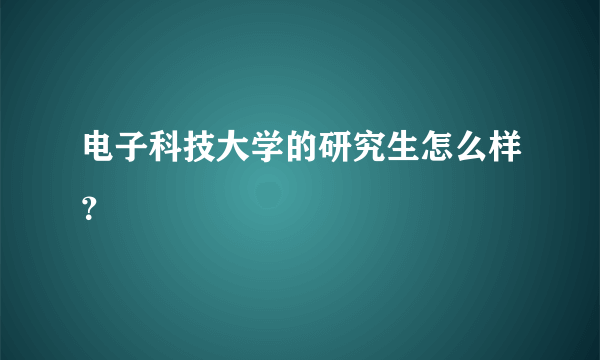 电子科技大学的研究生怎么样？