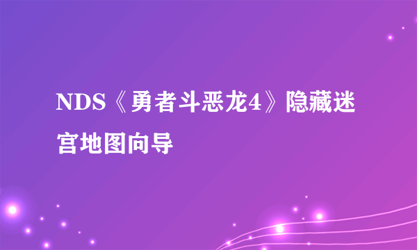 NDS《勇者斗恶龙4》隐藏迷宫地图向导