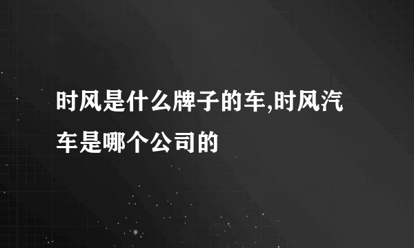 时风是什么牌子的车,时风汽车是哪个公司的