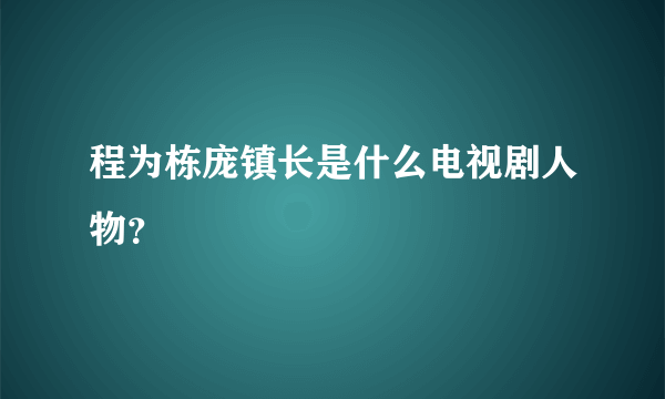 程为栋庞镇长是什么电视剧人物？