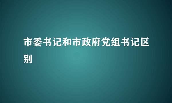 市委书记和市政府党组书记区别