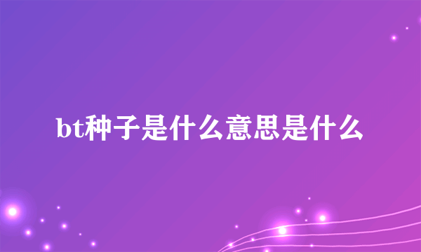 bt种子是什么意思是什么