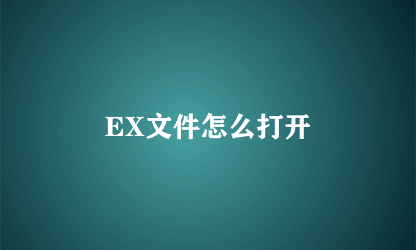 EX文件怎么打开