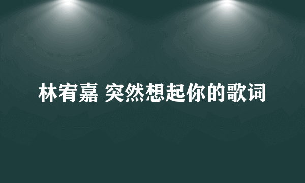 林宥嘉 突然想起你的歌词