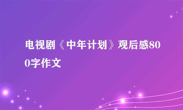 电视剧《中年计划》观后感800字作文