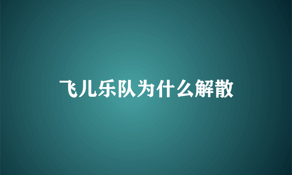 飞儿乐队为什么解散