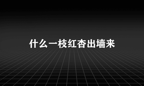 什么一枝红杏出墙来