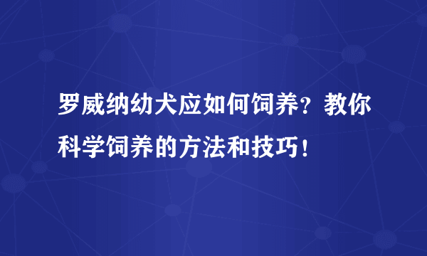 罗威纳幼犬应如何饲养？教你科学饲养的方法和技巧！