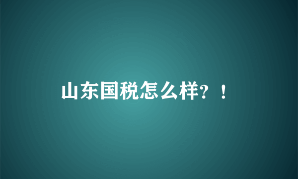 山东国税怎么样？！