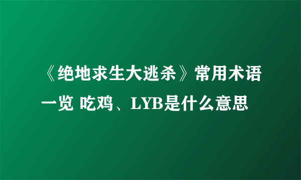 《绝地求生大逃杀》常用术语一览 吃鸡、LYB是什么意思