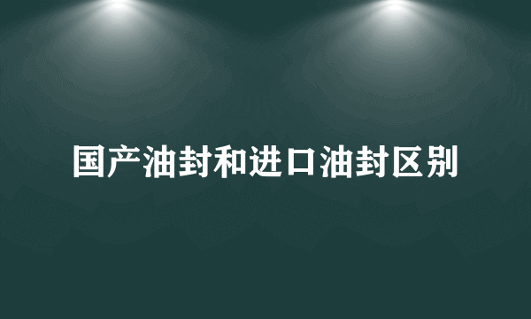 国产油封和进口油封区别