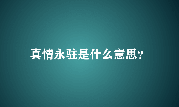 真情永驻是什么意思？