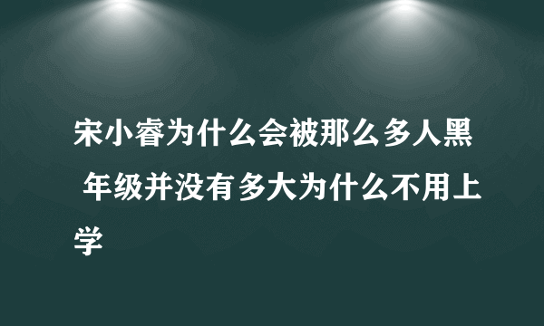 宋小睿为什么会被那么多人黑 年级并没有多大为什么不用上学