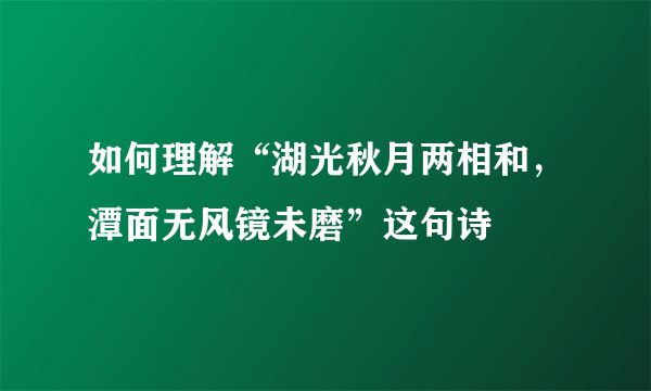 如何理解“湖光秋月两相和，潭面无风镜未磨”这句诗