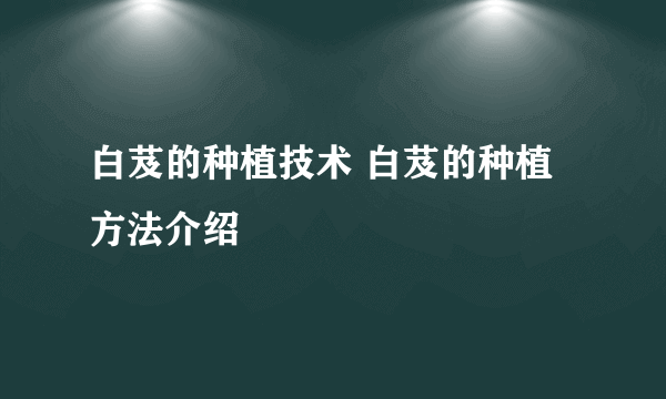 白芨的种植技术 白芨的种植方法介绍