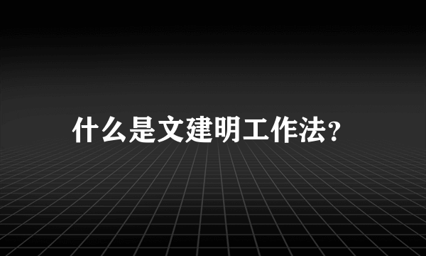 什么是文建明工作法？