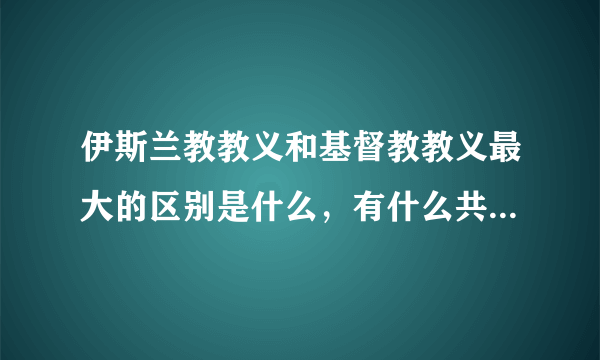 伊斯兰教教义和基督教教义最大的区别是什么，有什么共同点，和不同点,请有关宗教人士给予回答，谢谢了。