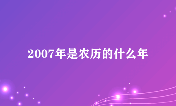 2007年是农历的什么年