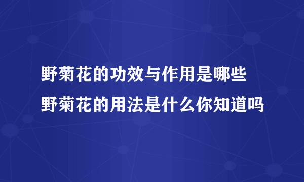 野菊花的功效与作用是哪些 野菊花的用法是什么你知道吗