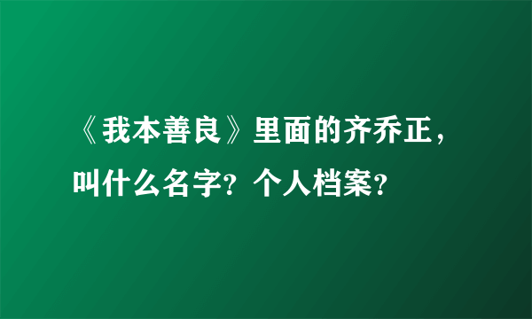 《我本善良》里面的齐乔正，叫什么名字？个人档案？