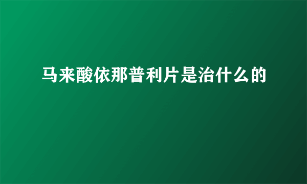 马来酸依那普利片是治什么的