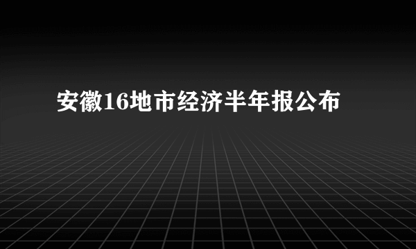 安徽16地市经济半年报公布