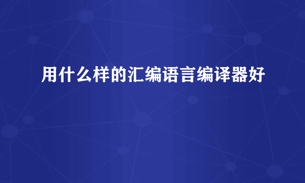 用什么样的汇编语言编译器好