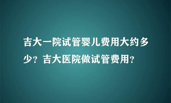 吉大一院试管婴儿费用大约多少？吉大医院做试管费用？