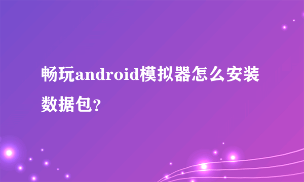 畅玩android模拟器怎么安装数据包？