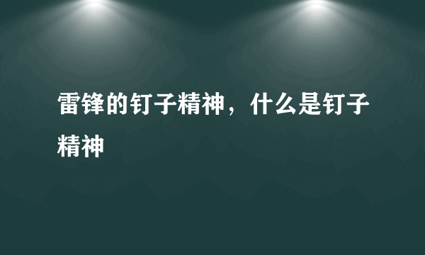 雷锋的钉子精神，什么是钉子精神