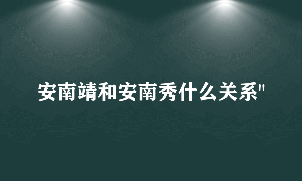 安南靖和安南秀什么关系