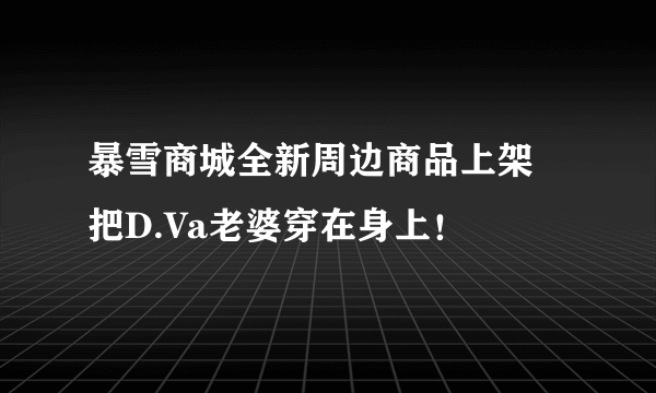 暴雪商城全新周边商品上架 把D.Va老婆穿在身上！