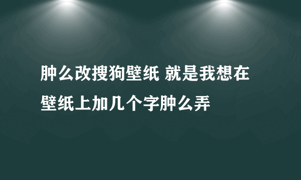 肿么改搜狗壁纸 就是我想在壁纸上加几个字肿么弄