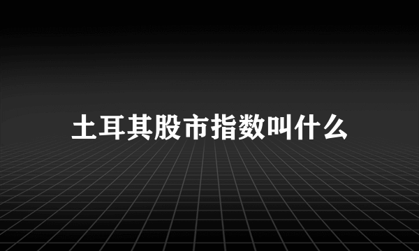 土耳其股市指数叫什么