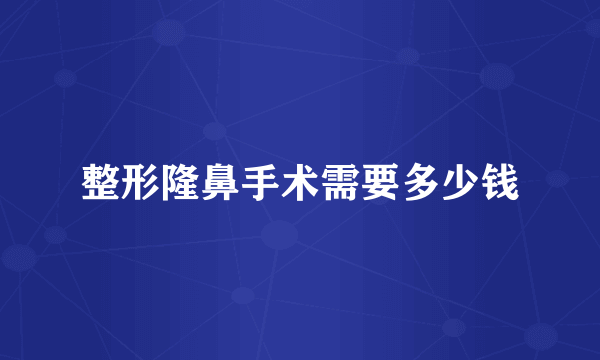 整形隆鼻手术需要多少钱