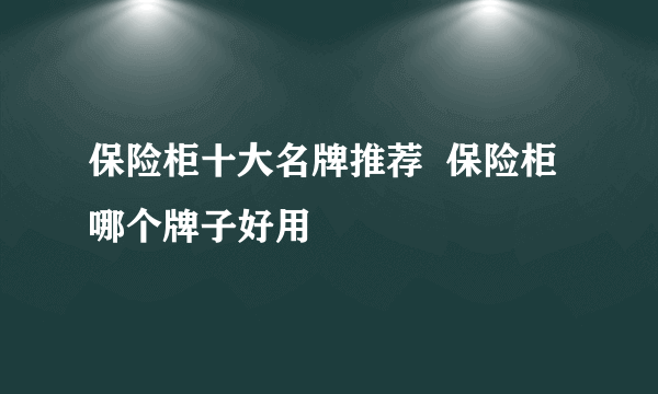 保险柜十大名牌推荐  保险柜哪个牌子好用