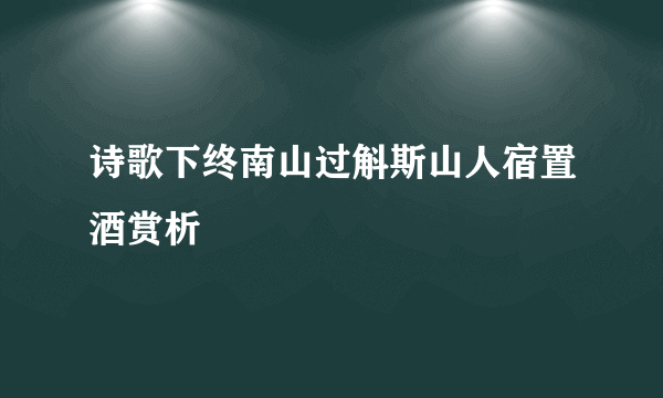 诗歌下终南山过斛斯山人宿置酒赏析