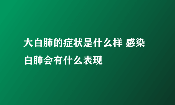 大白肺的症状是什么样 感染白肺会有什么表现