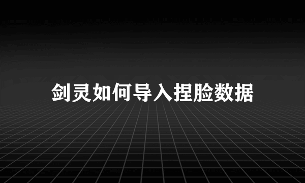 剑灵如何导入捏脸数据