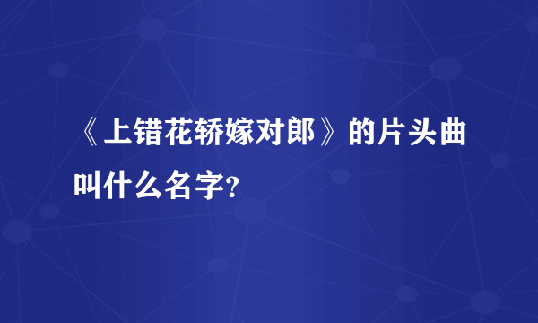 《上错花轿嫁对郎》的片头曲叫什么名字？