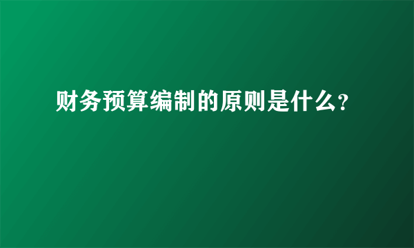 财务预算编制的原则是什么？