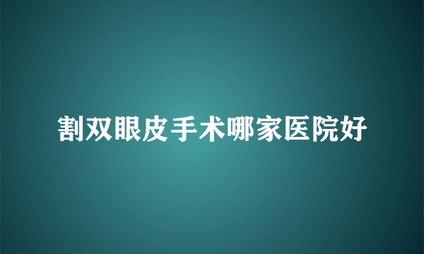 割双眼皮手术哪家医院好