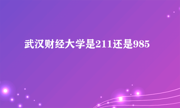 武汉财经大学是211还是985